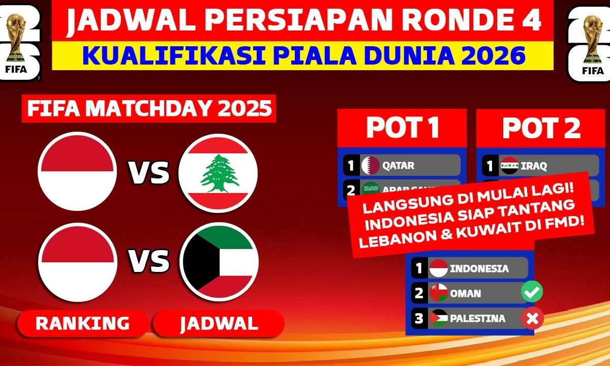 Jadwal Timnas di Round 4 Kualifikasi Piala Dunia 2026!